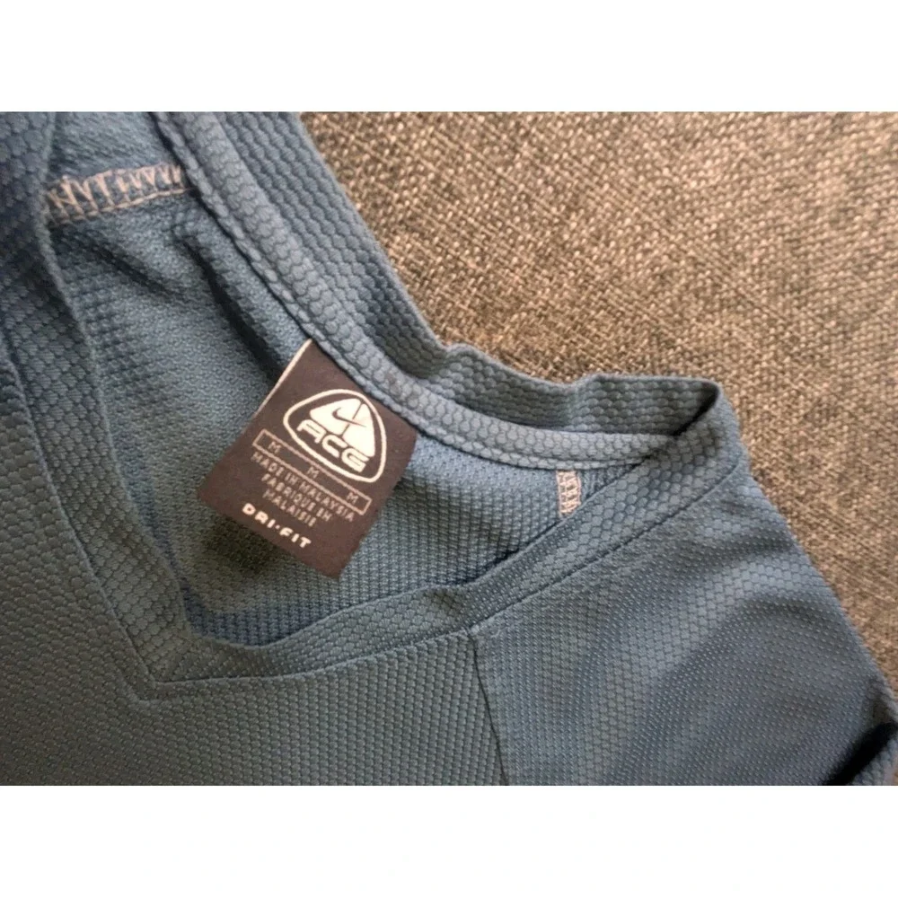 NIKE ACG LONG SLEEVE DRI-FIT PERFORMANCE JERSEY SHIRT WAFFLE KNIT BLUE MENS M